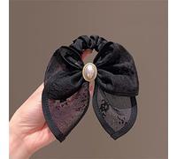 Stile coreano Fiocco di perle Nastro Filato di seta Intestino crasso Anello for capelli Testa a sfera Cravatta Bobina for capelli Corda for capelli Corda for capelli femminile(Navy)