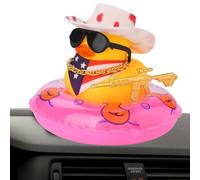 Stile CowBoy in Gomma Decorativa Automatico - Giallo con Cappello da Sole Catena Sole, Decorazione Auto Divertente | Duck Cowboy come Accessorio per