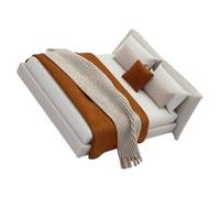 Stile Crema Letto Matrimoniale In Miniatura Con Biancheria Da Letto Mobili Camera Da Letto Realistico Dettaglio Design Per 1/20 Dollhouses Decors