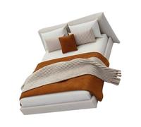 Stile Crema Letto Matrimoniale In Miniatura Con Biancheria Da Letto Mobili Camera Da Letto Realistico Dettaglio Design Per 1/20 Dollhouses Decors