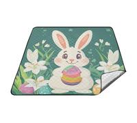 Stile del fumetto Pasqua carino coniglietto colorato uovo di Pasqua impermeabile spiaggia essenziale impermeabile all'aperto partito coperta portatile per la famiglia concerto coperta estera para