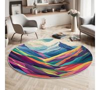 Stile di arte astratta valle colorata Colori dell'arcobaleno Tappeti Rotondo 80cm Antiscivolo Lavabile In Lavatrice Tappeto Salotto Camera Sedia Ufficio Da Pranzo Esterno Pelo Corto Rug Carpet