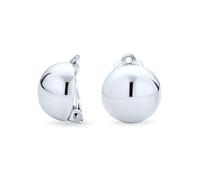 Stile di base semplice orecchini a clip a mezza sfera per donne senza orecchie forate in lega di argento sterling .925 lucidato.