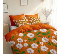 Stile Di Pittura A Olio Motivo Floreale Set di Biancheria da Letto di, 220 x 240 cm, Colore Arancione traspirante microfibra Copripiumino, Anallergico, con federe per adulti, ragazzi e ragazze