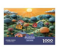 Stile di rendering 3D Puzzle 1000Pcs Fantastico villaggio immerso tra dolci colline Decorazione Per La Casa. Rilassamento E Intelligence Per Adulti E Bambini Da 14 Anni 52x38cm/1000pcs