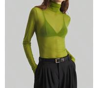 Stile di Stoccolma, moda autunnale da donna, top con collo alto a lupetto, elegante top basic da donna a maniche lunghe in in rete, casual business per l'autunno/inverno L,M,S,XL,XS,XXL,XXS,XXXL,XXXXL