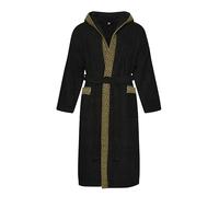 Stile e comfort: accappatoio da uomo in cotone in colori alla moda in velluto, spugna o pique a nido d'ape f5712, Spugna nero/oro (1504), 9XL