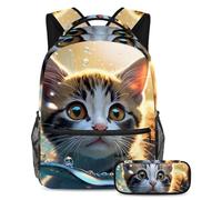 Stile e funzionalità senza sforzo, zaino con astuccio, set di borse per la scuola premium per ragazzi ragazze adolescenti, adorabile cervo nuota sott'acqua, Multicolore#07, B：29.4x20x40cm\