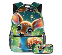 Stile e funzionalità senza sforzo, zaino con astuccio, set di borse per la scuola premium per ragazzi ragazze adolescenti, adorabile cervo nuota sott'acqua, Multicolore#08, B：29.4x20x40cm\