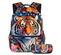 Stile e funzionalità senza sforzo, zaino con astuccio, set di borse scolastiche premium per ragazzi ragazze adolescenti, disegno a colori pecore, Multicolore#02, B:29.4x20x40cm P:19x7.5x3.8cm, Zaini