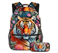 Stile e funzionalità senza sforzo, zaino con astuccio, set di borse scolastiche premium per ragazzi ragazze adolescenti, disegno a colori pecore, Multicolore#04, B:29.4x20x40cm P:19x7.5x3.8cm, Zaini