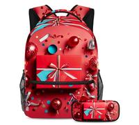 Stile e funzionalità senza sforzo, zaino con astuccio, set di zaini per la scuola premium per ragazzi ragazze adolescenti, motivo vintage farfalla, Multicolore#08, B:29.4x20x40cm P:19x7.5x3.8cm,