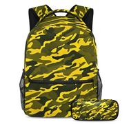 Stile e funzionalità senza sforzo, zaino con astuccio, set di zaini per la scuola premium per ragazzi ragazze adolescenti, motivo mimetico bianco e nero, Multicolore#08, B：29.4x20x40cm\
