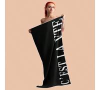 [Stile Elegante] Asciugamano da spiaggia extra large ad asciugatura rapida - Microfibra super assorbente e senza sabbia con design alla moda "C'est La Vie", ideale per avventure all'aperto, yoga e esc