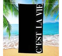 [Stile elegante] Asciugamano da spiaggia extra large ad asciugatura rapida - Super assorbente, in microfibra senza sabbia, con design alla moda "C'est La Vie", ideale per avventure all'aperto, yoga e 
