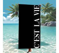 [Stile elegante] Extra large asciugamano da spiaggia ad asciugatura rapida - Microfibra super assorbente e senza sabbia, design alla moda "C'est La Vie", ideale per avventure all'aperto, yoga e trekki