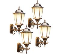Stile esterno in stile europeo luce esterna in alluminio in alluminio impermeabile sconce bronzo villa vintage villa esterna lampada montata esterna lanterna di vetro bianco per il giardino giardino