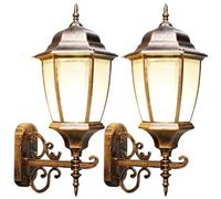 Stile esterno in stile europeo luce esterna in alluminio in alluminio impermeabile sconce bronzo villa vintage villa esterna lampada montata esterna lanterna di vetro bianco per il giardino giardino
