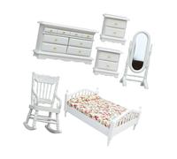 Stile Europeo Casa di Bambola Accessori Camera Da Letto Mobili In Legno Modello Figurine Set Per Craft Project Collection Miniature