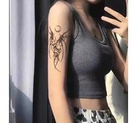 Stile Europeo E Americano, Teschio Del Diavolo, Braccio, Fiore, Tatuaggio Temporaneo Adesivo A Base Di Erbe, Semipermanente, Durata 2 Settimane, Uomini E Donne, Impermeabile, Piccolo Fiore, Gamba