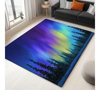 Stile Fantasy Foresta Magica Aurora Tappeto Salotto Multicolore Flanella Stampa Camera Da Letto Tappeti, Cucina Antiscivolo Lavabile - Per Tavolino Da Salotto Bagno Tappeto Cameretta 60 x 90 cm