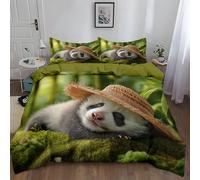 Stile Fotografico Panda Bamboo Forest Set Copripiumino 2 Pezzi Set 135 x 200 cm per Ragazzi e Ragazze, Copripiumino Verde Militare Poliestere Morbida con 1 Federe da 50 x 80 cm per Decorazione Camera