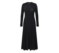 Stile francese Lady O-Collo Manica Lunga Indossare Donne Monopetto Maglieria Maxi Solido Abito Nero con Slip Interno, Nero , S