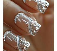 Stile francese Unghie Art Press On Nails Acrilico Falso Manicure Decorazione Adatto Per Le Donne Alla Cerca Moda Unghie Finte