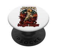 Stile fumetto Gesù Dragon Slayer - Christian Streetwear PopSockets PopGrip Adesivo