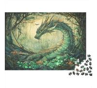 Stile fumetto Puzzle Per Adulti |Emerald Green Drago| 1000pcs (75x50cm) Puzzle Giochi EduGattoivi,decorazioni Per La Casa
