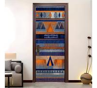 Stile Geometrico Etnico Autoadesivo Adesivi per Porte Interne 3D Multicolore Porta Adesivi Parete Decorazione per Soggiorno Cucina Bagno Ristorante Hotel Ufficio Carta da parati 90x210 cm