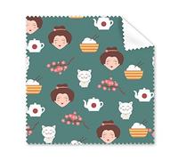 Stile giapponese Geisha Giappone culture Cat Sakura Rice teiera bandiera nazionale ripetere illustrazione modello occhiali panno di pulizia del pulitore dello schermo 5PCS