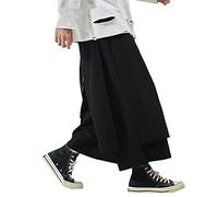 Stile Giapponese Kimono Harem Pantaloni Haori per Mens Vintage Gamba Larga Larghi Pantaloni Pantaloni Dritto Nero L