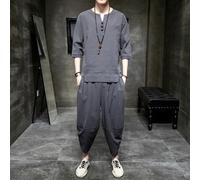 Stile Giapponese Moderno Kimono Manica Corta T-Shirt Larga Set Pantaloni Wear Di