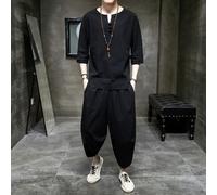 Stile Giapponese Moderno Kimono Manica Corta T-Shirt Larga Set Pantaloni Wear Di