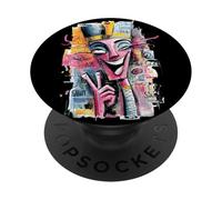 Stile grafico ritratto pop graffiti pace faccia astratta PopSockets PopGrip Adesivo