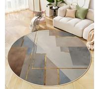 Stile industriale di lusso leggero Forme geometriche Oro grigio Tappeti Rotondo 100cm Antiscivolo Lavabile In Lavatrice Tappeto Salotto Camera Sedia Ufficio Da Pranzo Esterno Pelo Corto Rug Carpet