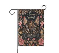 Stile marocchino bohémien buon compleanno animale gatto bronzo casa stagionale bandiere per esterni banner di Pasqua per la decorazione esterna 12x18 doppia faccia