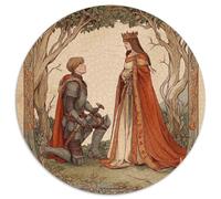 Stile medievale Illustration, Knight Kneeling before The Regina Puzzle Sostenibili Con Motivi Per Adulti Da Gioco in Legno Di Alta Qualità 1000pcs (67.5x67.5cm)