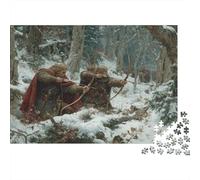 Stile Medievale Puzzle 1000Pcs Scena di caccia nella foresta innevataa Decorazione Per La Casa. Rilassamento E Intelligence Per Adulti E Bambini Da 14 Anni 1000pcs (75x50cm)