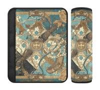 Stile mediorientale motivi floreali e forme geometriche marrone e verde acqua 2 Pack cintura di sicurezza per adulti più comfort guida per zaino funda para cinturón de carro