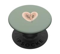 Stile minimalista a forma di cuore, stile boho, verde salvia floreale PopSockets PopGrip Adesivo