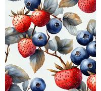 Stile Moderno Opaco Carta da Parati da Attaccare e Staccare 45X1000CM Fragole Mirtilli Foglie Marroni Blu Impermeabile Addensare Autoadesivo Decorativi Carta Adesiva Adatto per Diversi Scenari