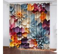 Stile Moderno Tende Ombreggiatura da 2 Pannelli 85L x 200A CM,3D Colore Rilievo Fiori Tenda,Lavabile in lavatrice Soggiorno Tende, Poliestere Isolamento Termico Protezione UV Tenda Con Occhiello