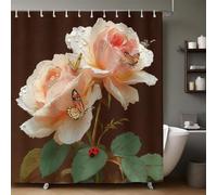 Stile Muratura Tenda Doccia Fiori Rosa Farfalla Impermeabile Antimuffa Poliestere 180x180 cm con 12 Ganci Lavabile in Lavatrice