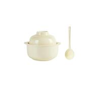 Stile nordico colore puro semplice e squisito crema vento ciotola di noodle istantaneo in ceramica con copertura: un set di stoviglie istantanee noodle