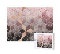 Stile nordico, motivo geometrico rosa, oro,Puzzle in legno da 500 pezzi, gioco di famiglia, puzzle per adulti e adolescenti, decorazioni per la casa