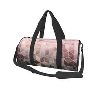 Stile nordico, motivo geometrico rosa rosa, oro, Borsone da viaggio di grande capacità Borsa rotonda Borsa da viaggio sportiva Borsa da viaggio Borsa da fitness