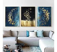 Stile nordico Pesce d'oro Farfalla Dipinto su tela Arte astratta moderna Decorazione d'interni Pittura murale 40x60 cm (16x24 pollici) x3 pezzi Senza cornice