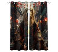 Stile Orientale 3D Tende da 2 Pannelli Ombreggiatura 140L x 300A CM Cani Che Indossano Costumi Regali Poliestere Isolamento Termico Tenda per Finestra per Camera da Ietto Soggiorno Cucina Sala Giochi